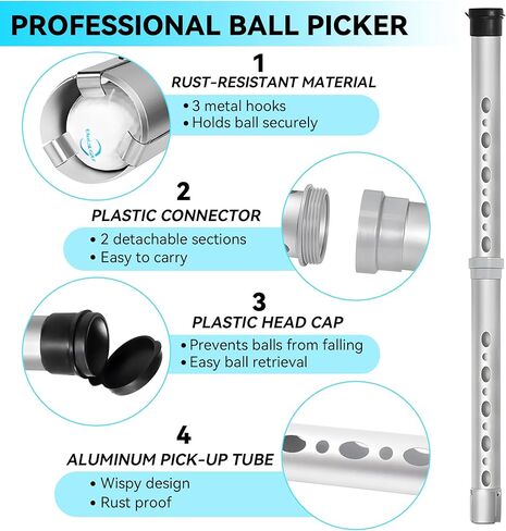 BQKOZFIN Aluminium Golf Ball Retriever Golf Ball Picker Upper Tube in Saudi Arabia