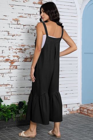 VICIALL Women's Jumpsuits Casual Long Rompers Wide Leg Baggy Overalls Pants Cotton Rompers Overalls with Pockets in Saudi Arabia