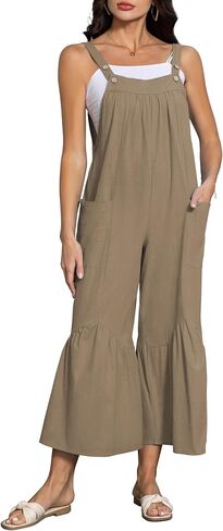 VICIALL Women's Jumpsuits Casual Long Rompers Wide Leg Baggy Overalls Pants Cotton Rompers Overalls with Pockets in Saudi Arabia