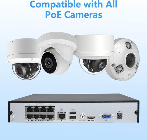 Vonnision 4K PoE Network Video Recorder NVR, 8 Port H.265 NVR Support 4K/2K/8MP/5MP/3MP/1080P PoE Camera, Remote Access, Motion Alarm, 24/7 Recording, Smart Playback, No Hard Disk Drive in Saudi Arabia