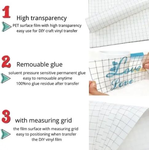Frisco Craft Transfer Tape – Gray Alignment Grid Clear for Vinyl Shimmer Adhesive Vinyl, Strong Tack Cricut, Signs Stickers Decals Walls Doors (12 x 30) in Saudi Arabia