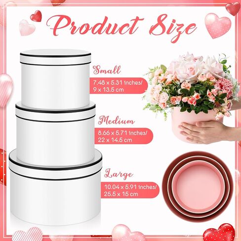 Cholemy Set of 6 Round Flower Boxes with Lid Three Sizes Nested Gift Box Luxury Flower Arrangement Boxes for Mother's Day Wedding Bridesmaids Graduation Birthday Baby Showers Gift(Pink, White) in Saudi Arabia