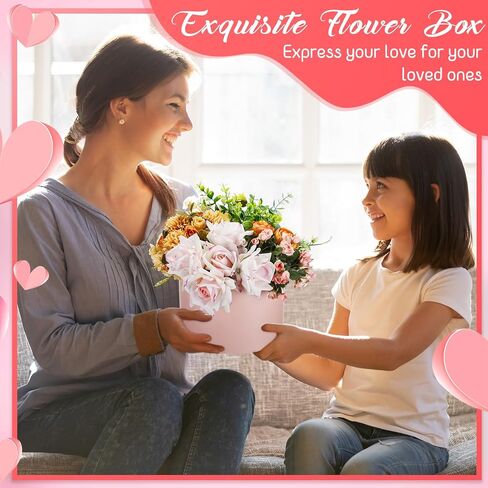 Cholemy Set of 6 Round Flower Boxes with Lid Three Sizes Nested Gift Box Luxury Flower Arrangement Boxes for Mother's Day Wedding Bridesmaids Graduation Birthday Baby Showers Gift(Pink, White) in Saudi Arabia