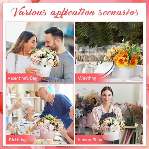Cholemy Set of 6 Round Flower Boxes with Lid Three Sizes Nested Gift Box Luxury Flower Arrangement Boxes for Mother's Day Wedding Bridesmaids Graduation Birthday Baby Showers Gift(Pink, White) in Saudi Arabia