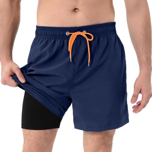 Sowllars Mens Swim Trunks with Compression Liner 5 Inch Boardshorts Quick Dry Swim Shorts Mens Bathing Suit in Saudi Arabia