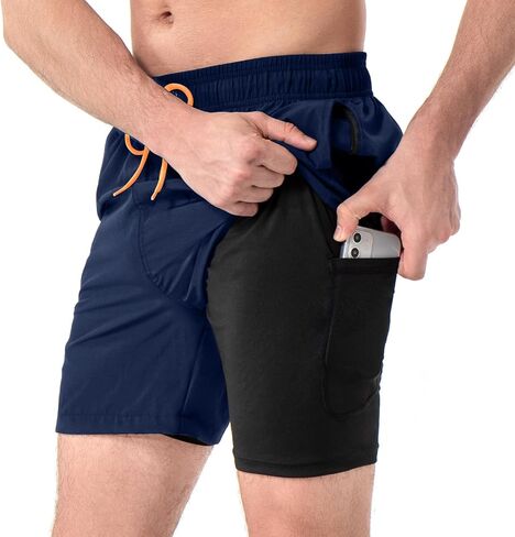 Sowllars Mens Swim Trunks with Compression Liner 5 Inch Boardshorts Quick Dry Swim Shorts Mens Bathing Suit in Saudi Arabia