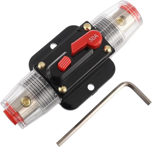 EPLZON 50A Circuit Breaker Switch 50 AMP Fuse Inline Holder 12V to 48V DC Manual Reset Button for Car Audio Sound Amplifier System RV Home Marine Boat Truck in Saudi Arabia