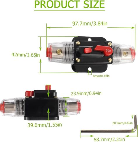 EPLZON 50A Circuit Breaker Switch 50 AMP Fuse Inline Holder 12V to 48V DC Manual Reset Button for Car Audio Sound Amplifier System RV Home Marine Boat Truck in Saudi Arabia