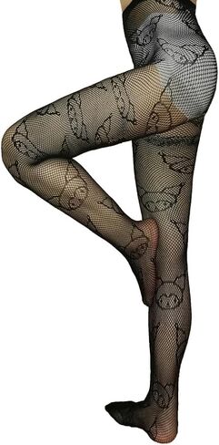 CKSEKD Women's Patterned Tights Fishnet Floral Stockings Pantyhose Stockings Leggings Wearing tockings(Black) in Saudi Arabia