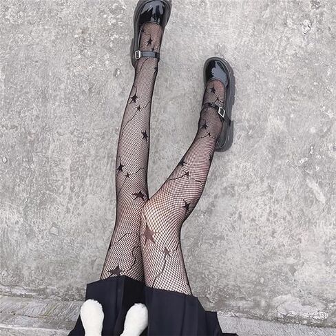 CKSEKD Women's Patterned Tights Fishnet Floral Stockings Pantyhose Stockings Leggings Wearing tockings(Black) in Saudi Arabia