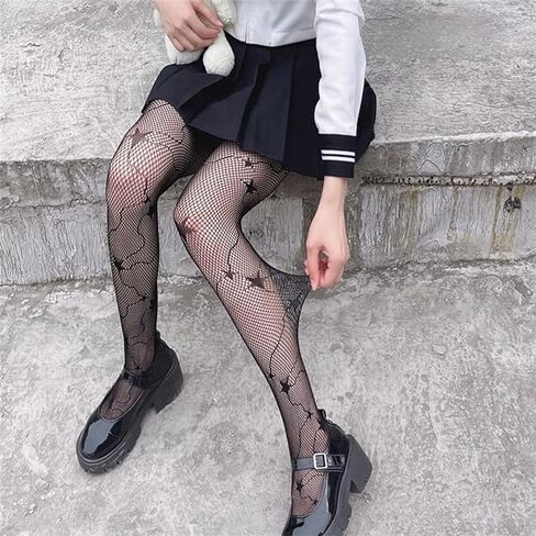 CKSEKD Women's Patterned Tights Fishnet Floral Stockings Pantyhose Stockings Leggings Wearing tockings(Black) in Saudi Arabia