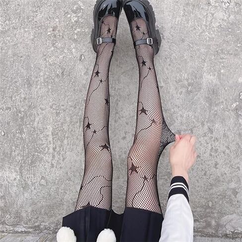 CKSEKD Women's Patterned Tights Fishnet Floral Stockings Pantyhose Stockings Leggings Wearing tockings(Black) in Saudi Arabia
