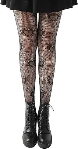 CKSEKD Women's Patterned Tights Fishnet Floral Stockings Pantyhose Stockings Leggings Wearing tockings(Black) in Saudi Arabia