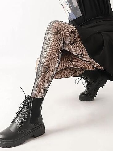 CKSEKD Women's Patterned Tights Fishnet Floral Stockings Pantyhose Stockings Leggings Wearing tockings(Black) in Saudi Arabia