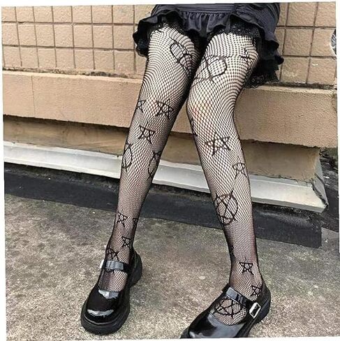 CKSEKD Women's Patterned Tights Fishnet Floral Stockings Pantyhose Stockings Leggings Wearing tockings(Black) in Saudi Arabia