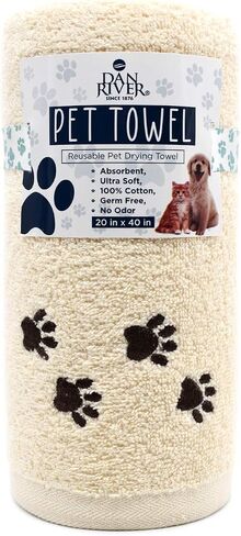 DAN RIVER 100% Cotton Dog Bath Towel Ultra Soft 450 GSM Super Absorbent Quick Drying Paw Embroidered Pattern and Lint-Free Cat, Puppy & Pet Grooming Towel | 20x40 inches |Teal in Saudi Arabia