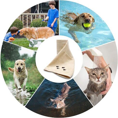DAN RIVER 100% Cotton Dog Bath Towel Ultra Soft 450 GSM Super Absorbent Quick Drying Paw Embroidered Pattern and Lint-Free Cat, Puppy & Pet Grooming Towel | 20x40 inches |Teal in Saudi Arabia