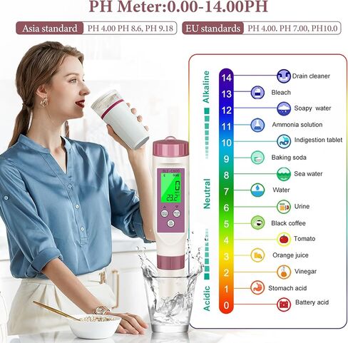 PH Meter 7-in-1 Tds Meter/Salinity Tester/pH Meter/EC Meter/Orp Meter/S.G Meter/Temp ph Tester Digital,PH Meter for Water 0.01pH Accuracy,Tds Meter with ATC. in Saudi Arabia