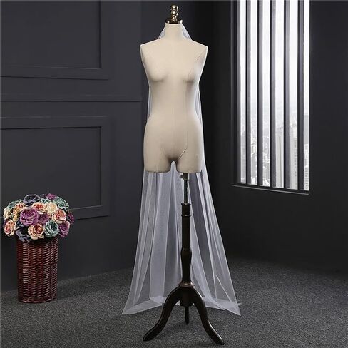 Haraty Bridal Veils 1 Layer Wedding Tulle Cut Edge Round Tail Veil with Comb for Women and Girls in Saudi Arabia