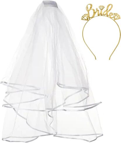 RhinestoneSash Bride Veil Bachelorette Party - Short White Bridal Veils for Women Wedding - Bride to Be Outfit Accessories in Saudi Arabia