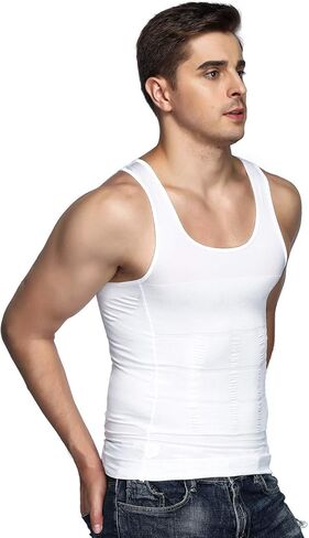 Odoland 6 Pack Men's Body Shaper Slimming Shirt Tummy Vest Thermal Compression Base Layer Slim Muscle Tank Top Shapewear in Kuwait