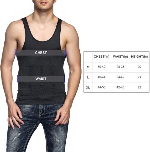 Odoland 6 Pack Men's Body Shaper Slimming Shirt Tummy Vest Thermal Compression Base Layer Slim Muscle Tank Top Shapewear in Kuwait