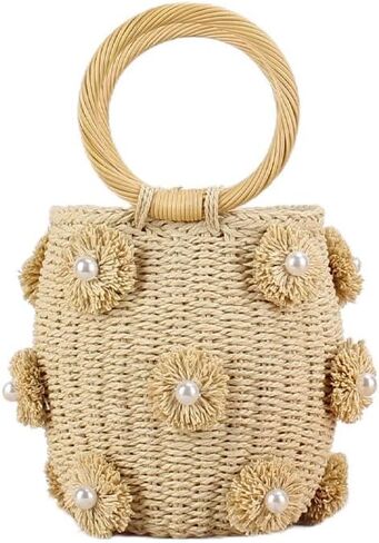 EROUGE Basket Straw Bags for Women Summer Vacation Beach Purse Rattan Woven Handbag in Saudi Arabia