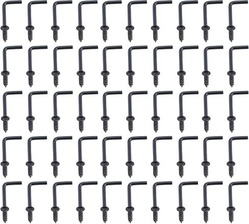 RLECS 50PCS Right Angle Medallion Hook 7/8 Inch Black L Shape Right Angle Hook Self Tapping Screw Curved Hook Ceiling Hook Length 33MM/1.3Inch for Wooden Panel Wooden Box Wall and Ceiling in Saudi Arabia