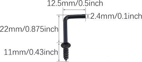 RLECS 50PCS Right Angle Medallion Hook 7/8 Inch Black L Shape Right Angle Hook Self Tapping Screw Curved Hook Ceiling Hook Length 33MM/1.3Inch for Wooden Panel Wooden Box Wall and Ceiling in Saudi Arabia