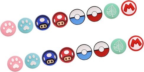 GreatStyler 16PCS Silicone Thumb Grips Caps Cute Joystick Covers Soft Compatible with Nintendo Switch/OLED/Switch Lite, Controller Thumbstick Covers in Kuwait