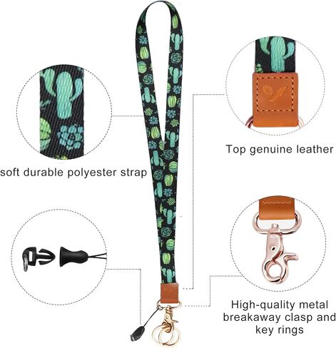 Yiflin Cool Neck Lanyard, Cute Keychain Holder for Women Men, Comfortable Long Strap with 2 Rings in Saudi Arabia