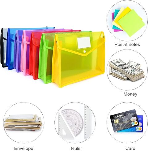 مجلدات ملفات بلاستيكية بحجم الحروف، 10 قطع A4 مظاريف حفظ الملفات قابلة للتوسيع مقاومة للماء مع منظم مستندات للإغلاق المفاجئ بوليستر ملون شفاف، محفظة للمكتب/الأعمال/المدرسة in Kuwait