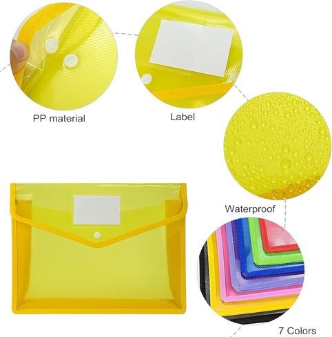 مجلدات ملفات بلاستيكية بحجم الحروف، 10 قطع A4 مظاريف حفظ الملفات قابلة للتوسيع مقاومة للماء مع منظم مستندات للإغلاق المفاجئ بوليستر ملون شفاف، محفظة للمكتب/الأعمال/المدرسة in Kuwait