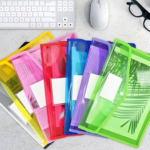 مجلدات ملفات بلاستيكية بحجم الحروف، 10 قطع A4 مظاريف حفظ الملفات قابلة للتوسيع مقاومة للماء مع منظم مستندات للإغلاق المفاجئ بوليستر ملون شفاف، محفظة للمكتب/الأعمال/المدرسة in Kuwait