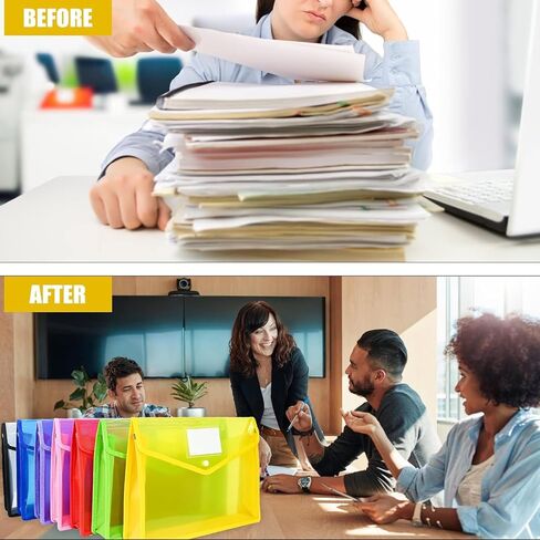 مجلدات ملفات بلاستيكية بحجم الحروف، 10 قطع A4 مظاريف حفظ الملفات قابلة للتوسيع مقاومة للماء مع منظم مستندات للإغلاق المفاجئ بوليستر ملون شفاف، محفظة للمكتب/الأعمال/المدرسة in Kuwait