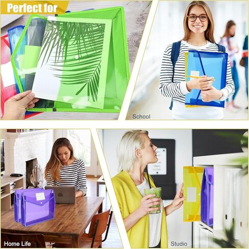 مجلدات ملفات بلاستيكية بحجم الحروف، 10 قطع A4 مظاريف حفظ الملفات قابلة للتوسيع مقاومة للماء مع منظم مستندات للإغلاق المفاجئ بوليستر ملون شفاف، محفظة للمكتب/الأعمال/المدرسة in Kuwait