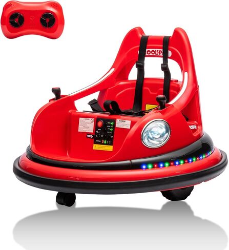 12V Ride on Bumper Car for Toddler & Kids, 2-Speed, Baby Electric Bumping Toy Gifts W/Parent Remote Control, Bluetooth, 360°Spin, 5 Lighting Mode, Bumping Car with Music,DIY Stickers, Red in Saudi Arabia