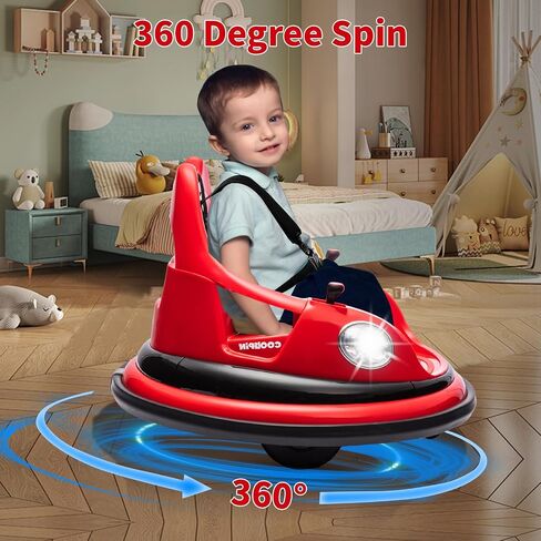 12V Ride on Bumper Car for Toddler & Kids, 2-Speed, Baby Electric Bumping Toy Gifts W/Parent Remote Control, Bluetooth, 360°Spin, 5 Lighting Mode, Bumping Car with Music,DIY Stickers, Red in Saudi Arabia