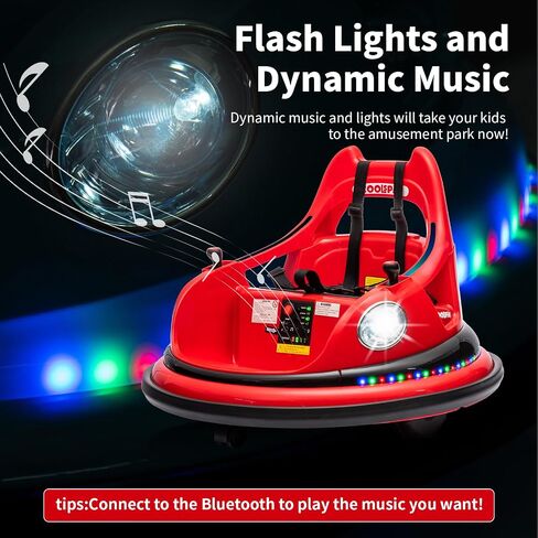 12V Ride on Bumper Car for Toddler & Kids, 2-Speed, Baby Electric Bumping Toy Gifts W/Parent Remote Control, Bluetooth, 360°Spin, 5 Lighting Mode, Bumping Car with Music,DIY Stickers, Red in Saudi Arabia