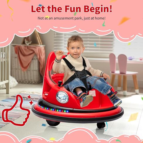 12V Ride on Bumper Car for Toddler & Kids, 2-Speed, Baby Electric Bumping Toy Gifts W/Parent Remote Control, Bluetooth, 360°Spin, 5 Lighting Mode, Bumping Car with Music,DIY Stickers, Red in Saudi Arabia
