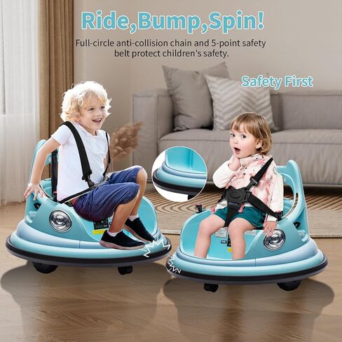 12V Ride on Bumper Car for Toddler & Kids, 2-Speed, Baby Electric Bumping Toy Gifts W/Parent Remote Control, Bluetooth, 360°Spin, 5 Lighting Mode, Bumping Car with Music,DIY Stickers, Red in Saudi Arabia