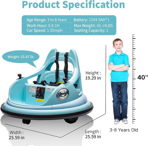 12V Ride on Bumper Car for Toddler & Kids, 2-Speed, Baby Electric Bumping Toy Gifts W/Parent Remote Control, Bluetooth, 360°Spin, 5 Lighting Mode, Bumping Car with Music,DIY Stickers, Red in Saudi Arabia