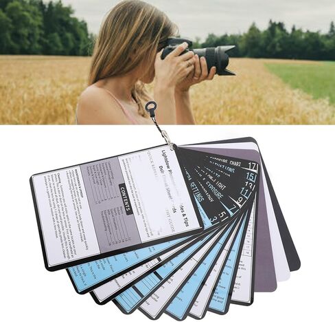 DSLR Cheat Sheet Cards, White Balance Gray Card for Beginners, Plastic Quick Reference Photography Cards with Weatherproof Design, 18 Pages of Tips, Examples in Saudi Arabia