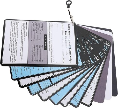 DSLR Cheat Sheet Cards, White Balance Gray Card for Beginners, Plastic Quick Reference Photography Cards with Weatherproof Design, 18 Pages of Tips, Examples in Saudi Arabia