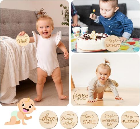 HOUÍSM Baby Monthly Milestone Cards with Birth Sign, Pregnancy Announcement Newborn Photoshoot Props and Baby Shower Gifts for Boys and Girls in Saudi Arabia