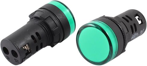 uxcell A14062300ux0062 LED Power Indicator Pilot Signal Light Lamp, 22 mm Panel Mount, AC 110V, 2 Piece, Green in Saudi Arabia