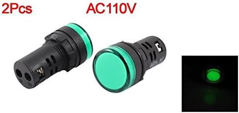 uxcell A14062300ux0062 LED Power Indicator Pilot Signal Light Lamp, 22 mm Panel Mount, AC 110V, 2 Piece, Green in Saudi Arabia