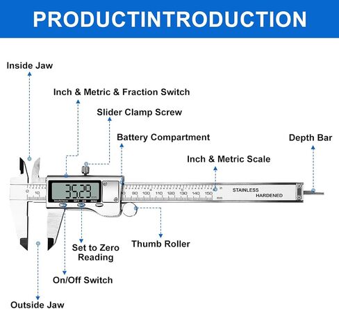 Digital Caliper,Caliper Measuring Tool,Dial Caliper 6 inch,Caliper Tools,Vernier Caliper Industrial Stainless Steel Digital,Digital Caliper Measuring Tool,Large LCD Screen in Saudi Arabia