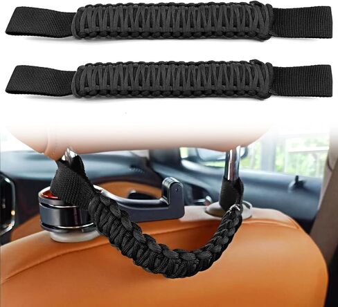 2PCS Safety Anti-Collision Headrest Grab Handles, Car Front Rear Seat Back Roll Bar Grip Handles Kit, Heavy Duty Automotive Interior Accessories Universal for SUV Truck Pickup (Black) in Saudi Arabia