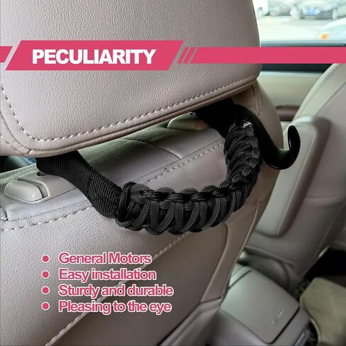2PCS Safety Anti-Collision Headrest Grab Handles, Car Front Rear Seat Back Roll Bar Grip Handles Kit, Heavy Duty Automotive Interior Accessories Universal for SUV Truck Pickup (Black) in Saudi Arabia